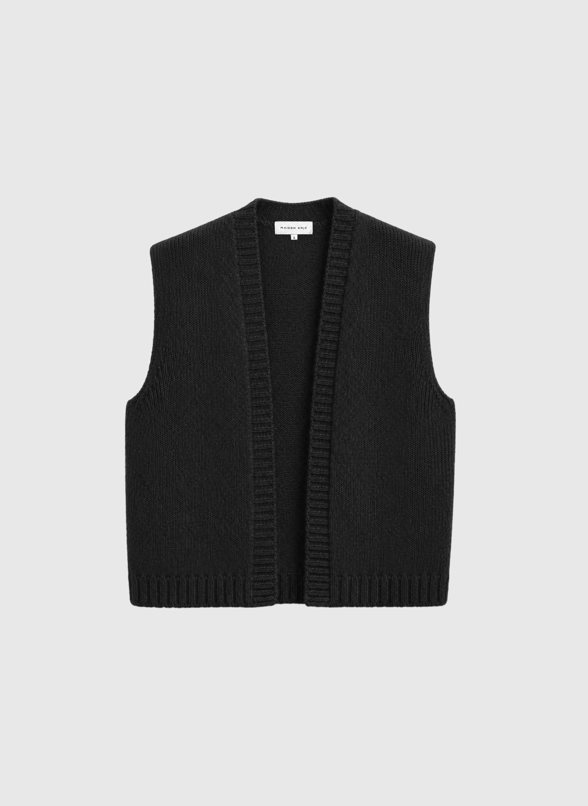 Maison Anje Besco Cardigan Weste Ebene Damen Alpaka Wolle schwarzbraun